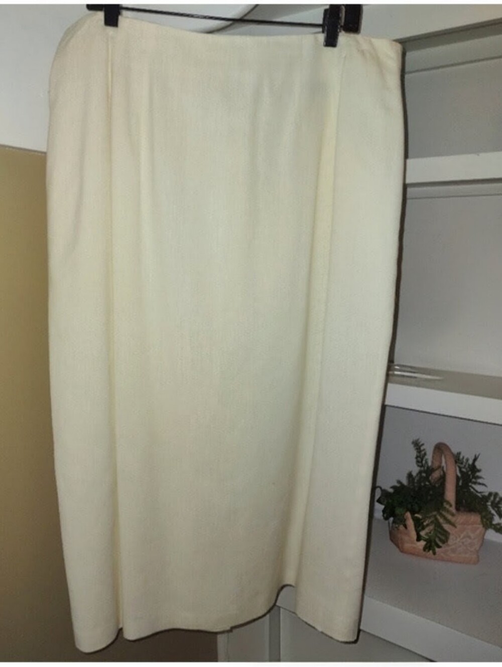 Plus Sz Linen Cream Skirt Lined